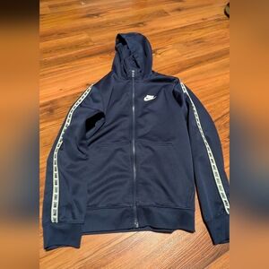 Nike Boys Dark Blue Zip Hoodie with Logo Tape